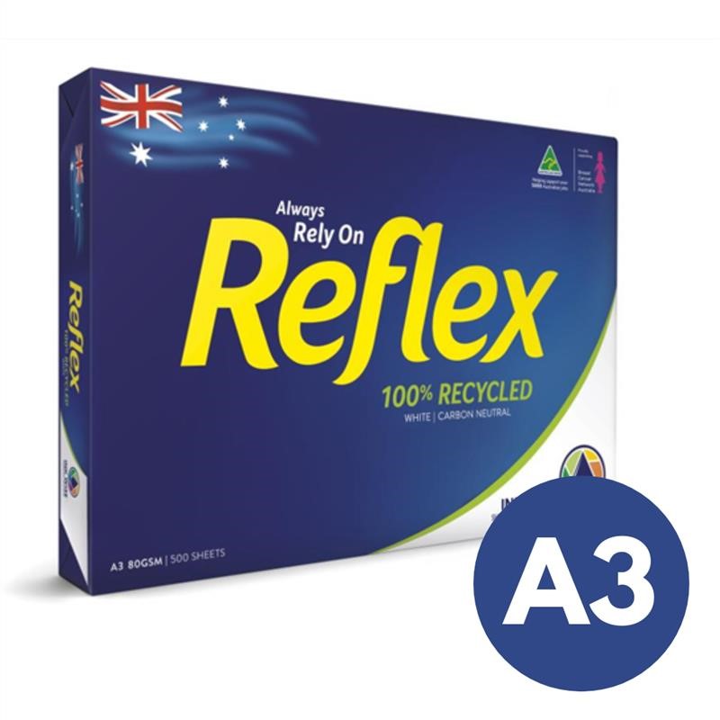 Reflex 100 Recycled Copy Paper A3 80gsm White 3 per Box
