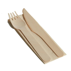 Compost It Cutlery Combo Waxed Wood Knife Fork  Napkin Set Carton 500