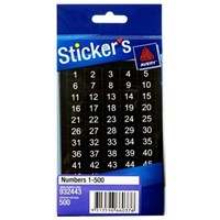 Avery Multi Purpose Number Stickers 1 to 500 Black