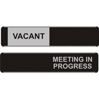 Sliding Sign  VacantMeeting in Progress Silver with Black 300mm35mm
