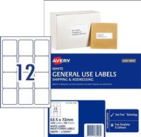 Avery General Use Labels 12Up White 100 Pack