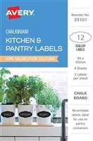 Avery Kitchen and Pantry Labels 95x45mm Chalkboard 4 Pack