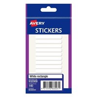 Avery Stickers Rectangle 50x6mm White 140 Pack