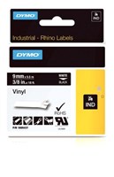 Dymo Rhino Industrial Labels White on Black 9mm 5 Pack
