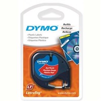 Dymo LetraTag Labeller Tape Plastic Red 12 x 4m Each