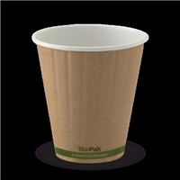 BioPak Wall Cup Double 12oz Kraft with Green Stripe 40 Pack 25 per Carton