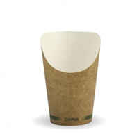 Biopak BioCane Chip Cups 12oz Kraft with Green Stripe Pk50