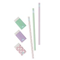 Spencil Lead Pencil  Eraser Set Cloud Design 3 Pack