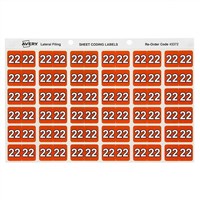 Avery Side Tab Year 22 Label 25x38mm Dark Orange 180 Pack