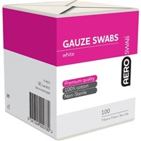 AeroSwab NonSterile Gauze Swabs 75cm x 75cm Pack of 100