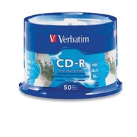 Verbatim CDR 80 Min Inkjet Printable Silver 50 Pack