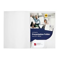 Marbig Presentation Folders Matte White 50 Pack
