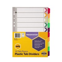 Marbig Dividers 10 Tab Manilla Reinforced A4 Fluoro
