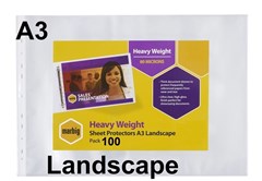 Marbig Sheet Protectors Landscape A3 Clear 100 Box