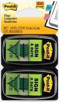 Post It Flags 680SD2 Sign and Date Bright Green 2 Pack