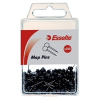 Esselte Map Pins Black 200 Pack