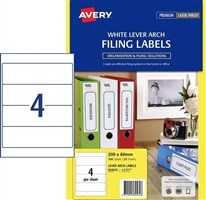 Avery Laser Labels Lever Arch 4UP White 25 Pack