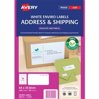 Avery L7159EV Enviro Laser Labels 24UP A4 White 100 Box
