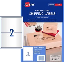 Avery L7566 Laser Labels 2UP Crystal Clear 25 Pack