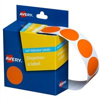 Avery Dispenser Dot Stickers 24mm Diameter Orange 500 Pack 5 per Box
