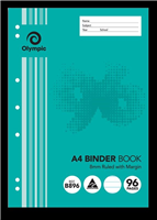Olympic A4 Binder Book 96 Page 8mm Ruled 10 per Pack
