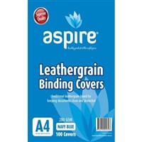Aspire Leathergrain Cover 280gsm A4 Navy Blue 100 per Pack