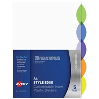 Avery Dividers 5 Tab Style Edge Insertable Tabs A4
