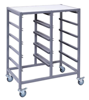 Visionchart Double Tote Tray Trolley Frame Only  WhiteWoodgrain Top