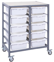 Visionchart Double Tote Tray Trolley Trays Included White Set