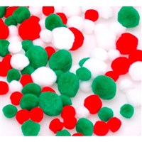 Jasart Pom Poms  Xmas Glitter Colours Assorted Sizes