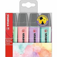 Stabilo Boss Highlighter Pastel Wallet Assorted 4 Pack